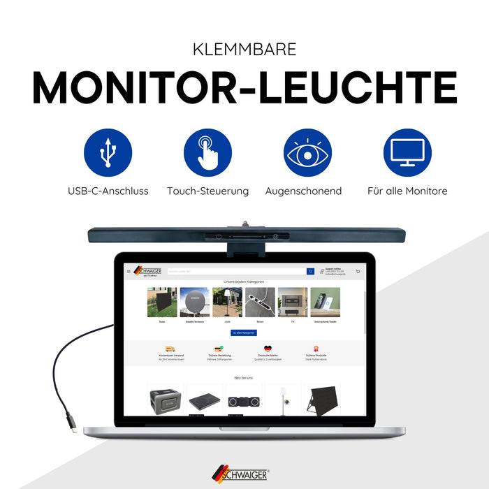 Schwaiger Monitor/Bildschirm Leuchte mit Klemmhalterung Zeitlich begrenztes Angebot