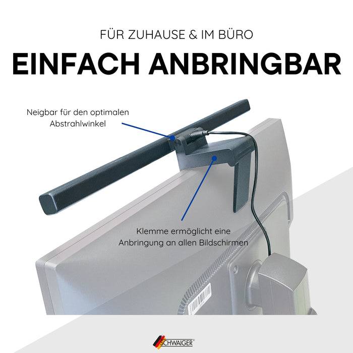 Schwaiger Monitor/Bildschirm Leuchte mit Klemmhalterung Zeitlich begrenztes Angebot