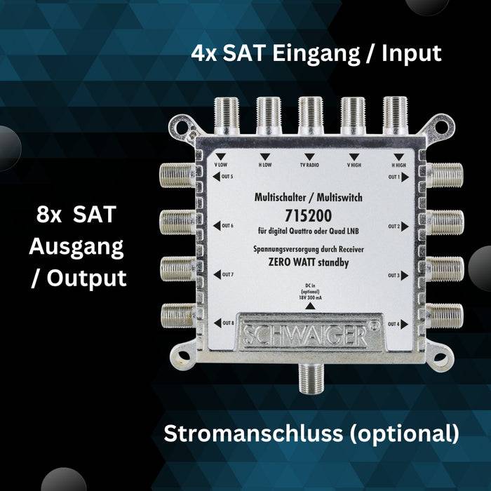 Schwaiger SAT Multischalter 5/8 mit Netzteil Im Verkauf