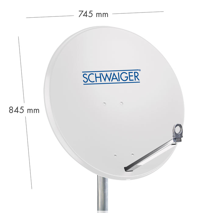 Schwaiger Satellitenanlage Set Weiß Aluminium 75 cm Fabrikpreis
