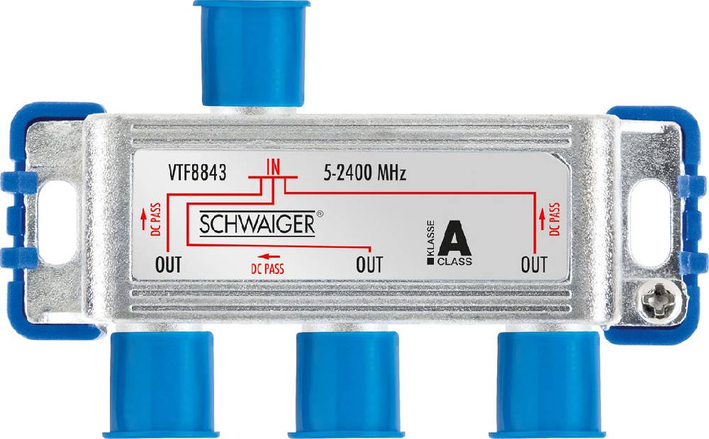 Schwaiger Verteiler 3-fach für SAT-, Antennen- und Kabelanlagen 8 dB Rabatt