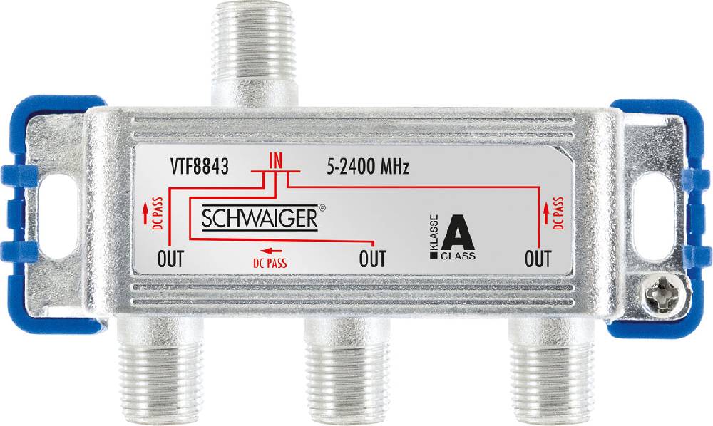 Schwaiger Verteiler 3-fach für SAT-, Antennen- und Kabelanlagen 8 dB Rabatt