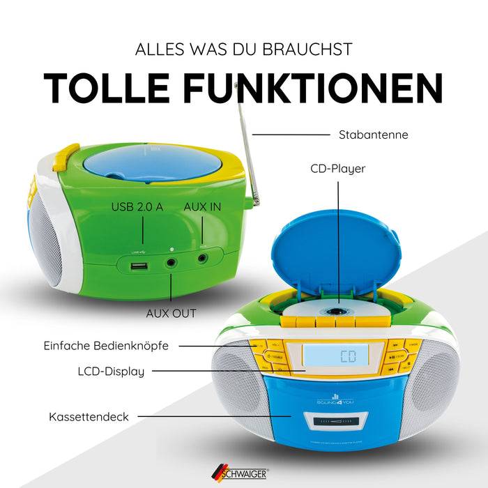 Schwaiger CD-Player mit Kassettenspieler und Radio Nur noch ein Tag übrig