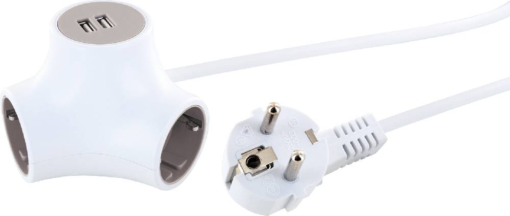 Schwaiger Steckdosenwürfel 3-fach mit 2 USB-A Slots Nur noch ein Tag übrig