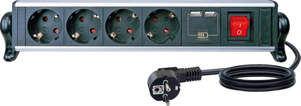 Schwaiger Steckdosenleiste mit Tischbefestigung 4-fach 2 USB-A Slots zollfrei