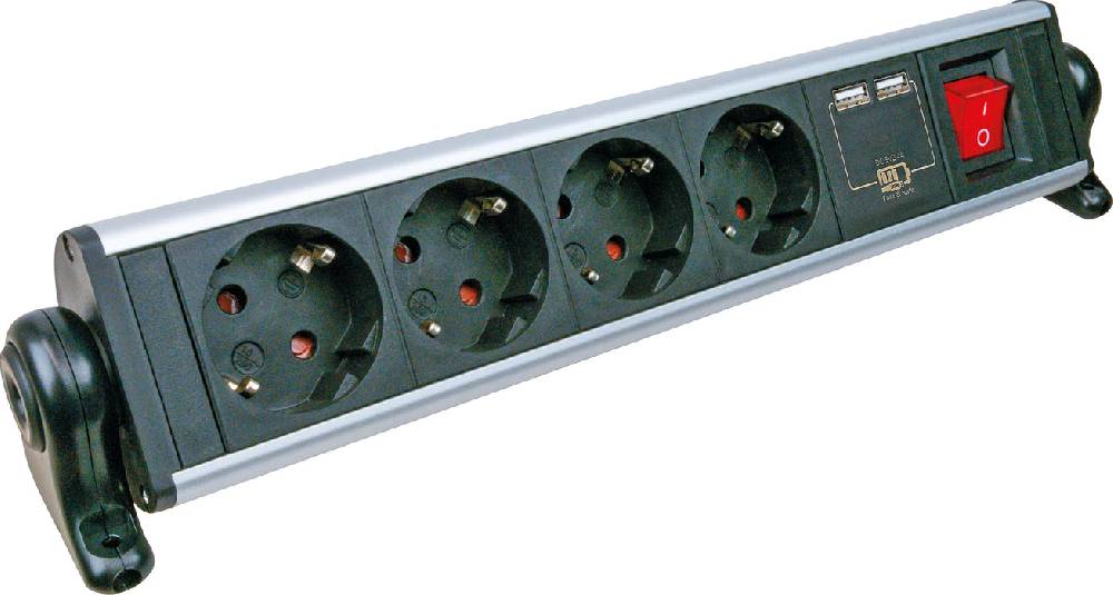 Schwaiger Steckdosenleiste mit Tischbefestigung 4-fach 2 USB-A Slots zollfrei