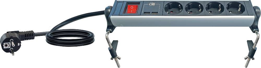 Schwaiger Steckdosenleiste mit Tischbefestigung 4-fach 2 USB-A Slots zollfrei