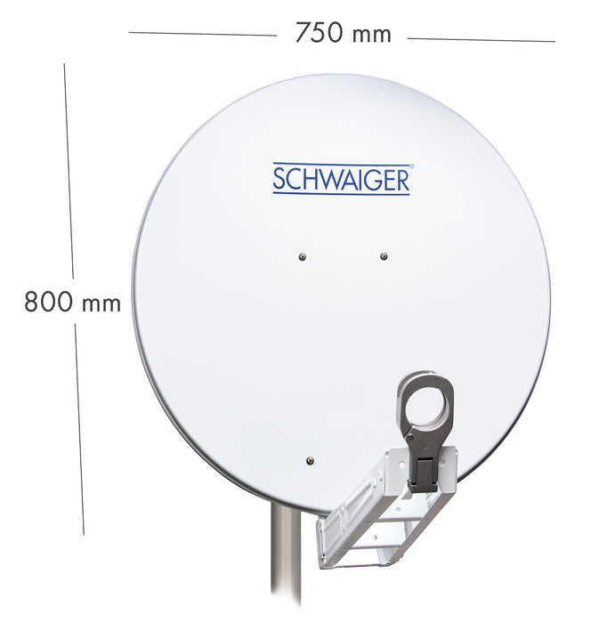 Schwaiger Satellitenanlage Set Weiß Aluminium 75 cm zollfrei