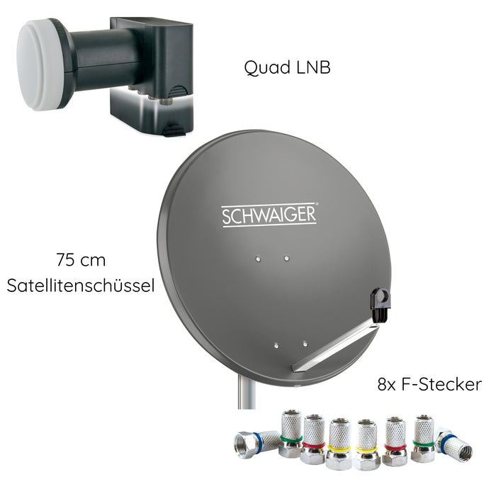 Schwaiger Satellitenanlage Set Anthrazit Stahl 75 cm Rabatte dieses Monats