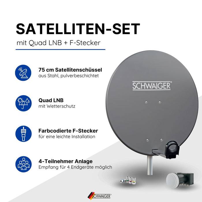 Schwaiger Satellitenanlage Set Anthrazit Stahl 75 cm Rabatte dieses Monats