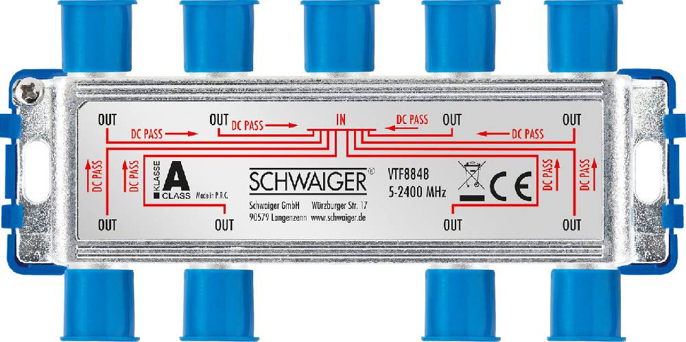 Schwaiger Verteiler 8-fach für SAT-, Antennen- und Kabelanlagen 16 dB Meist gekauft