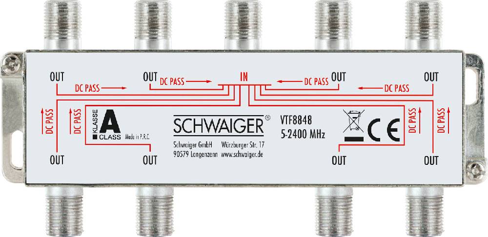 Schwaiger Verteiler 8-fach für SAT-, Antennen- und Kabelanlagen 16 dB Meist gekauft