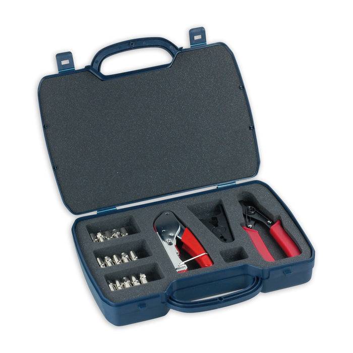 Schwaiger Montageset mit 15x F-Verpressstecker im Koffer