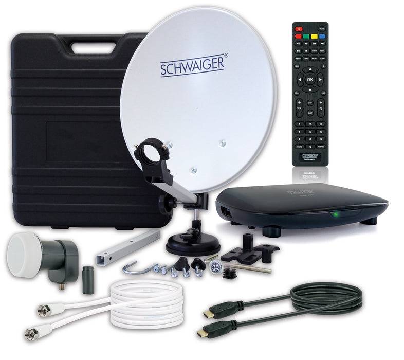 Schwaiger Camping Satellitenanlage Weiß Stahl 35 cm mit Receiver