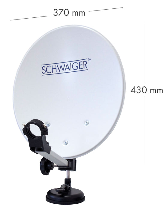 Schwaiger Camping Satellitenanlage Weiß Stahl 35 cm mit Receiver Muttertagsangebot