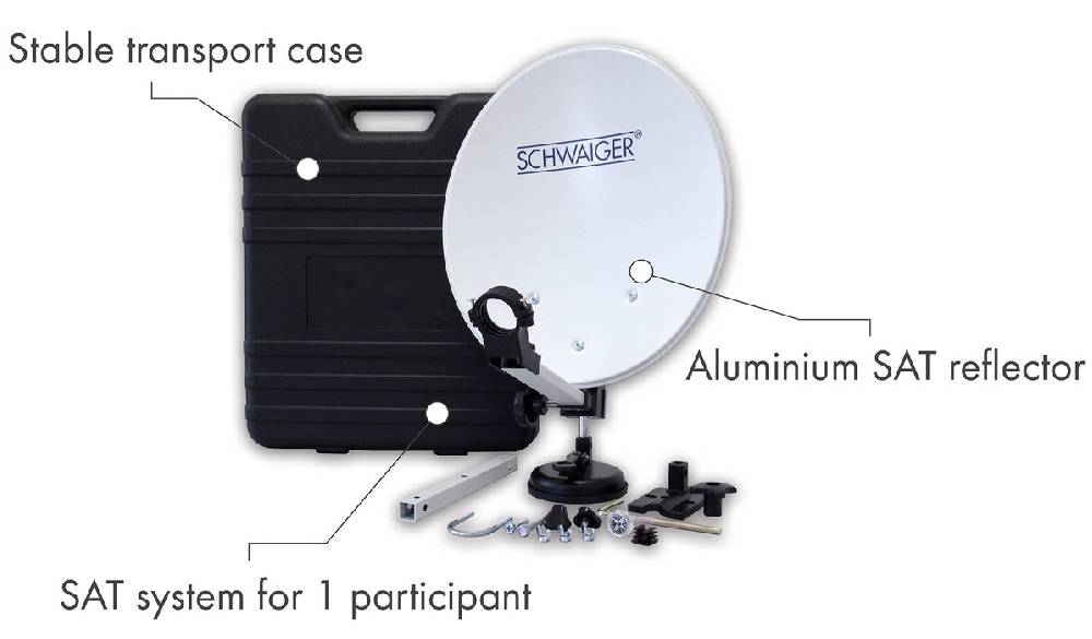 Schwaiger Camping Satellitenanlage Weiß Stahl 35 cm mit Receiver Muttertagsangebot