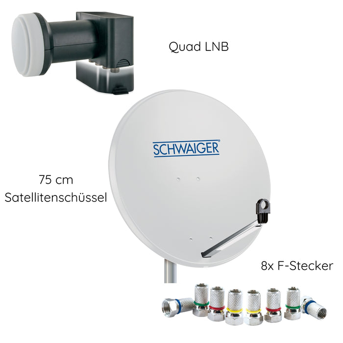 Schwaiger Satellitenanlage Set Weiß Stahl 75 cm Saisonale Angebote