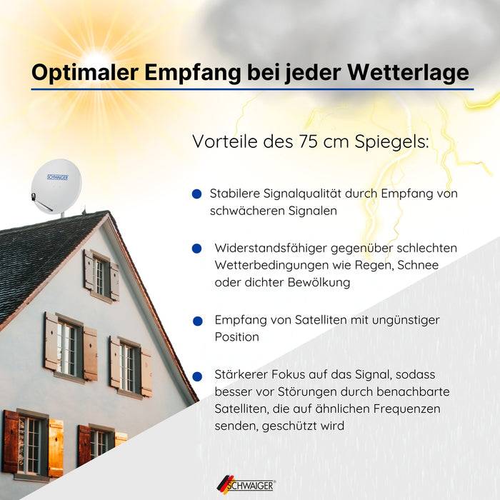 Schwaiger Satellitenanlage Set Weiß Stahl 75 cm Saisonale Angebote