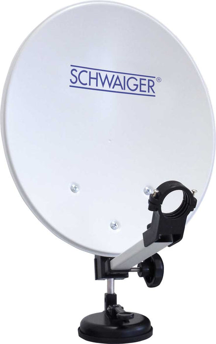 Schwaiger Camping Satellitenanlage Weiß Stahl 35 cm mit Receiver Sonderangebote