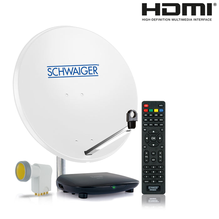 Schwaiger Satellitenanlage Weiß Stahl 75 cm mit Receiver Letzte 3 Tage