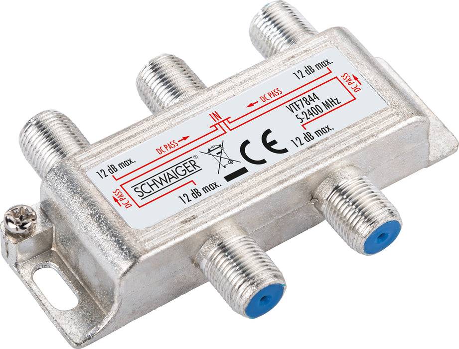 Schwaiger Verteiler 4-fach für SAT-, Antennen- und Kabelanlagen 12 dB Nur für heute