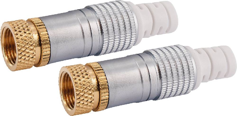 Schwaiger F-Aufdrehstecker 2er Set Ø 7 mm vergoldet