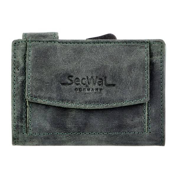 SecWal Kartenetui mit Münzfach Druckknopf Geldbörse aus Leder Zeitlich begrenztes Angebot