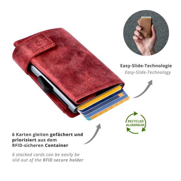 SecWal Kartenetui mit Münzfach Druckknopf Geldbörse aus Leder Exklusive Angebote