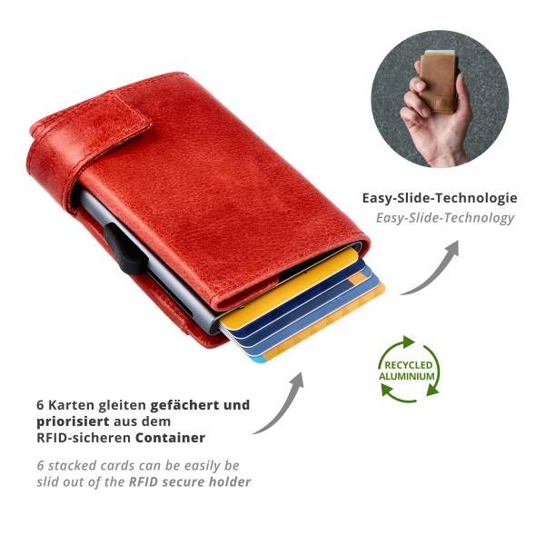SecWal Kartenetui mit Münzfach Druckknopf Geldbörse aus Leder Saisonale Angebote