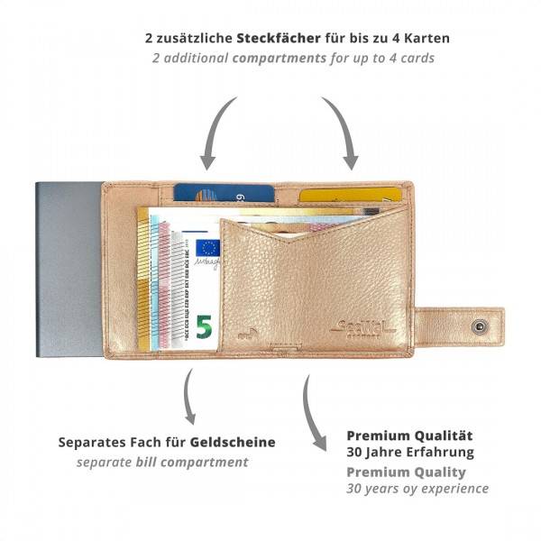 SecWal Kartenetui mit Münzfach Druckknopf Geldbörse aus Leder Tiefpreis