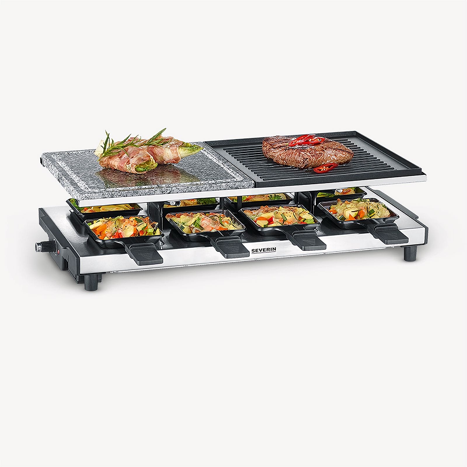 Severin Raclette mit Naturgrillstein und Grill-Platte RG 2373 Fabrik Onlineshop
