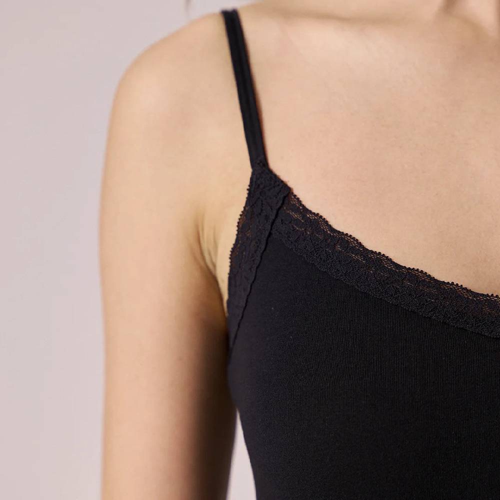 ﻿Snocks Damen Unterhemd mit Spitze aus Bio-Baumwolle Limitierter Zeitrabatt