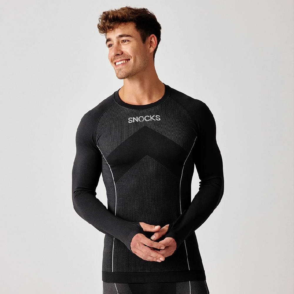 Snocks Thermounterwäsche Herren mit Daumenloch aus recyceltem Polyester Nur noch ein Tag übrig