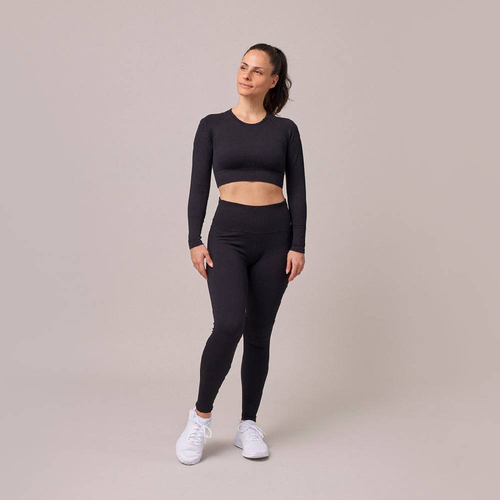 Snocks Geripptes Sportshirt langarm Damen aus recyceltem Polyamid Clearance-Verkauf