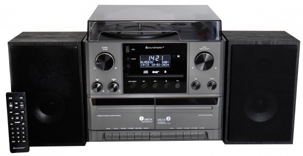 Soundmaster Stereo-Musikcenter mit DAB+/UKW Radio, CD/MP3, Plattenspieler, Doppelkassette, USB, Bluetooth®, Encoding Großer Ausverkauf