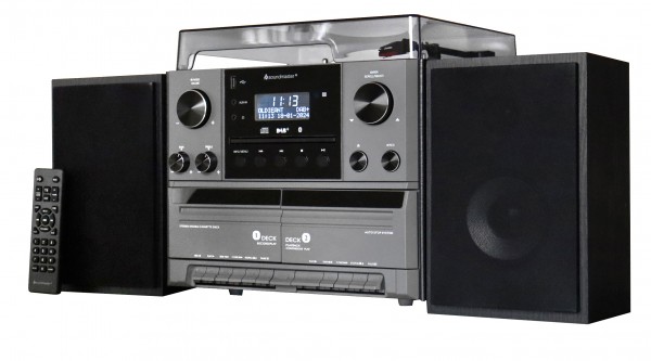 Soundmaster Stereo-Musikcenter mit DAB+/UKW Radio, CD/MP3, Plattenspieler, Doppelkassette, USB, Bluetooth®, Encoding Großer Ausverkauf