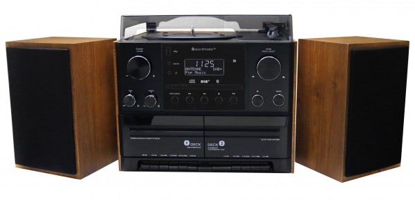 Soundmaster Stereo-Musikcenter mit DAB+/UKW Radio, CD/MP3, Plattenspieler, Doppelkassette, USB, Bluetooth®, Encoding Begrenztes Angebot