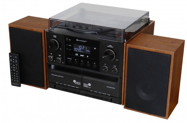 Soundmaster Stereo-Musikcenter mit DAB+/UKW Radio, CD/MP3, Plattenspieler, Doppelkassette, USB, Bluetooth®, Encoding Begrenztes Angebot