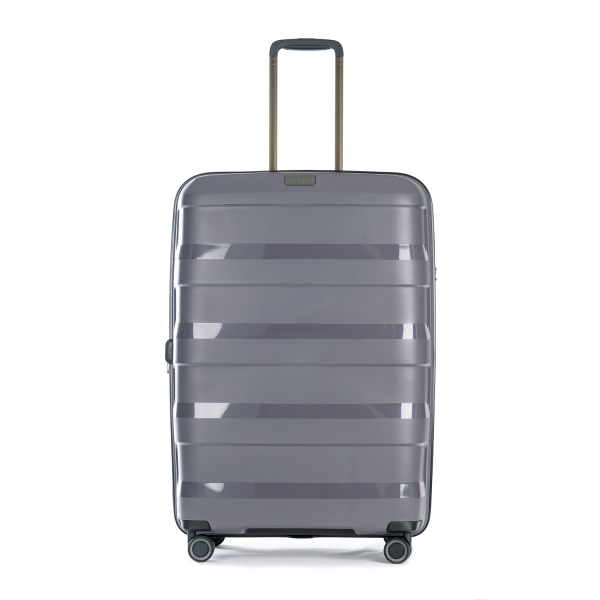 Stratic Straw + - Hartschalen Koffer L (75 cm), 4 Doppelrollen, TSA Schloss, Reißverschlussvariante, Erweiterungsfalte dark grey Muttertagsangebot